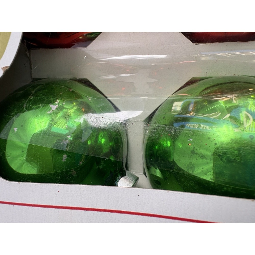 Coby Glass Christmas Tree Ornaments 9 Ct Red Green Gold Boxed USA - Picture 8 of 9